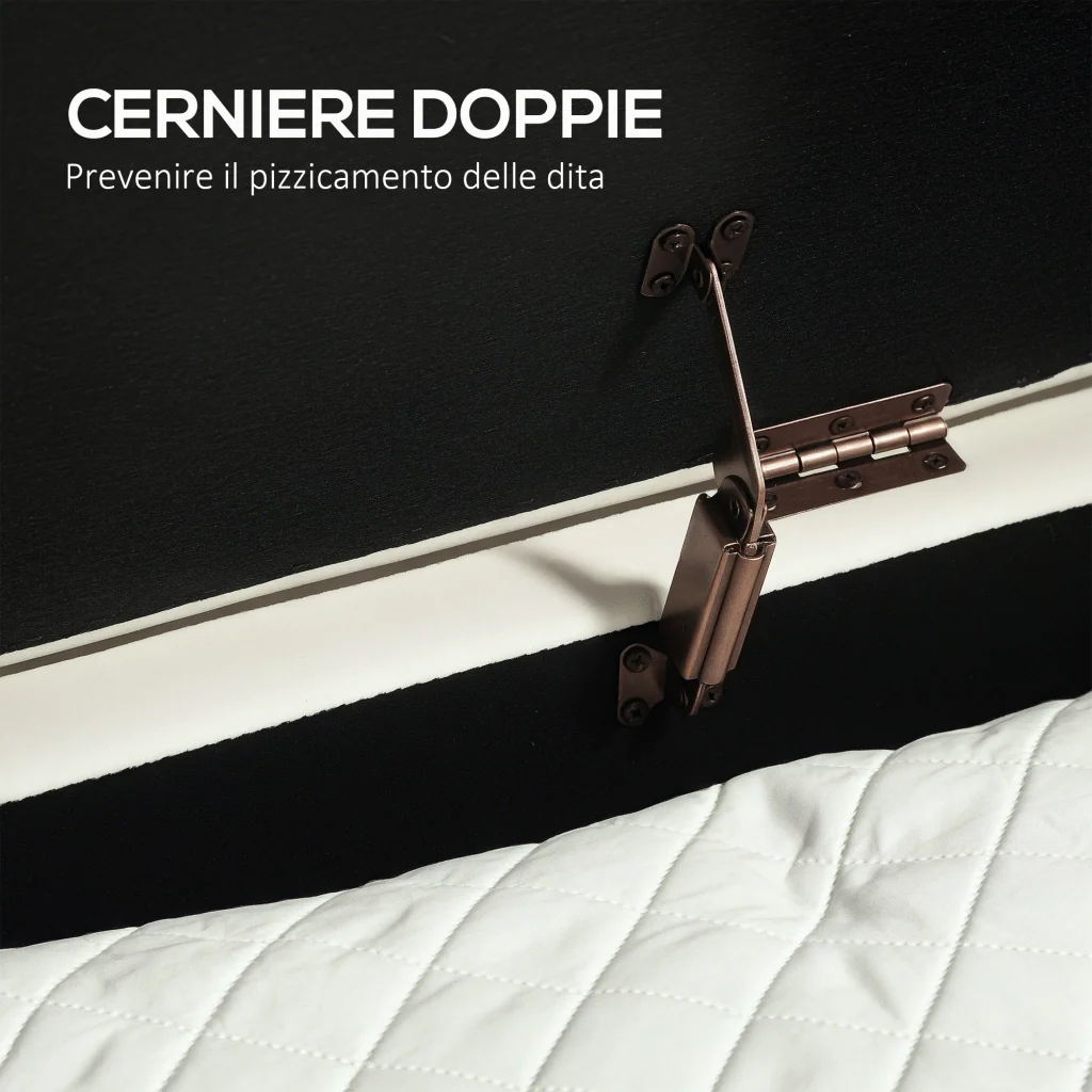 Panca Contenitore Ovale 108x44x43,5 cm con Coperchio Sollevabile in Tessuto Vellutato Crema - Image 7