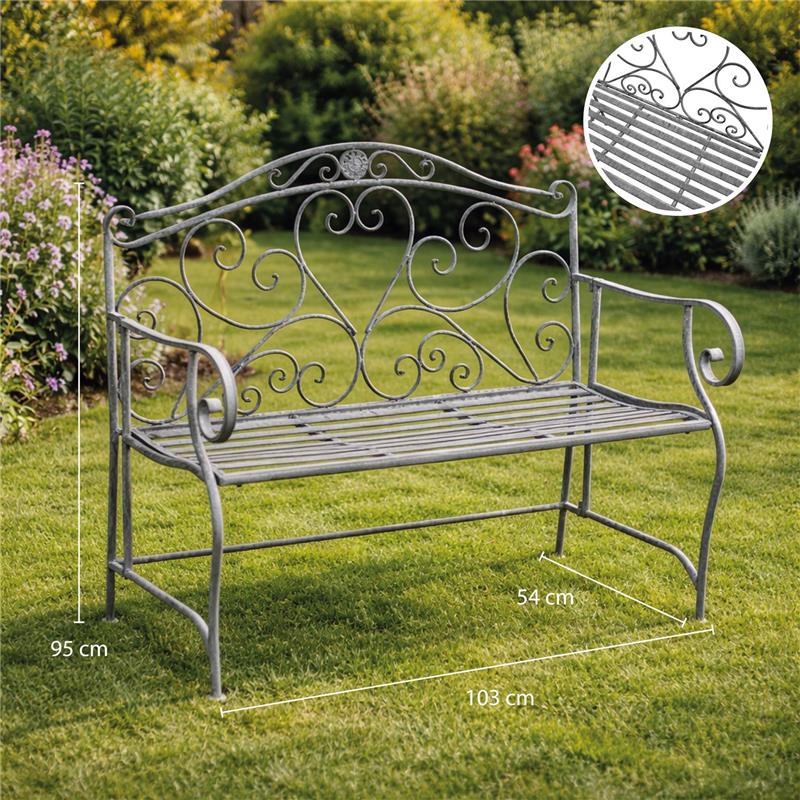 PANCA DOLLIE IN ACCIAIO VERNICIATO BIANCO OSSIDATO 103 X 54 X H95 CM
