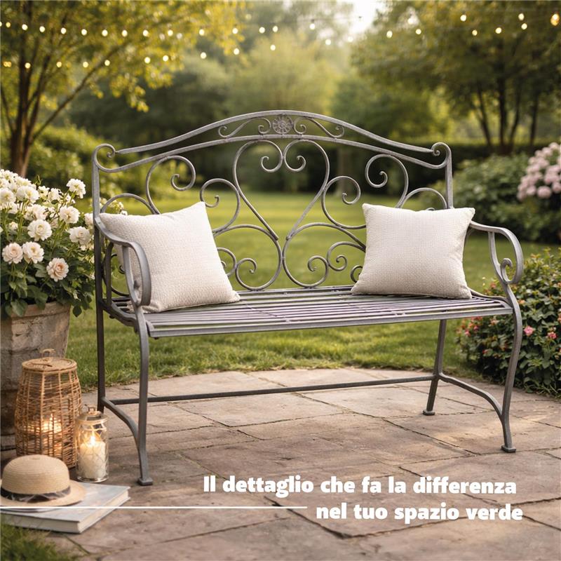 PANCA DOLLIE IN ACCIAIO VERNICIATO BIANCO OSSIDATO 103 X 54 X H95 CM - Image 5