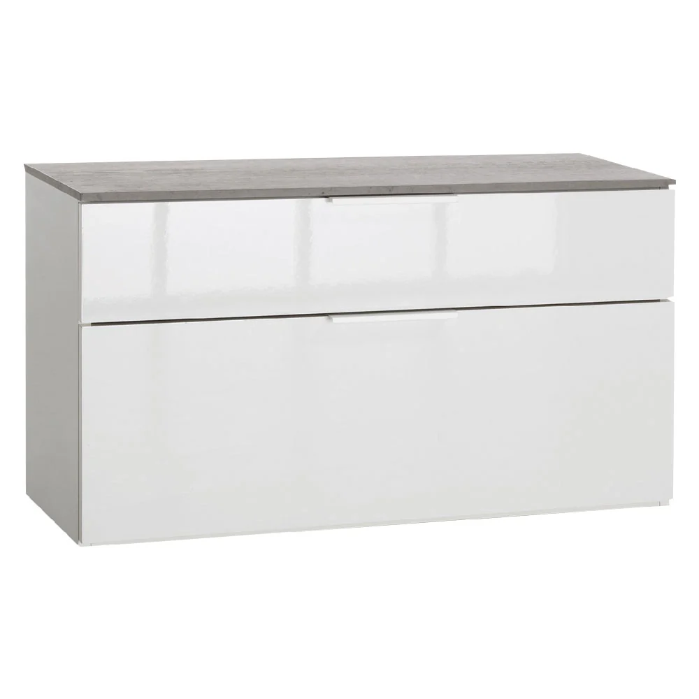PANCA DOPPIO CASSETTO LINEA 'GALAVERNA' cm. 35 x 90 x h.50 - cemento/bianco  - COMPOSAD