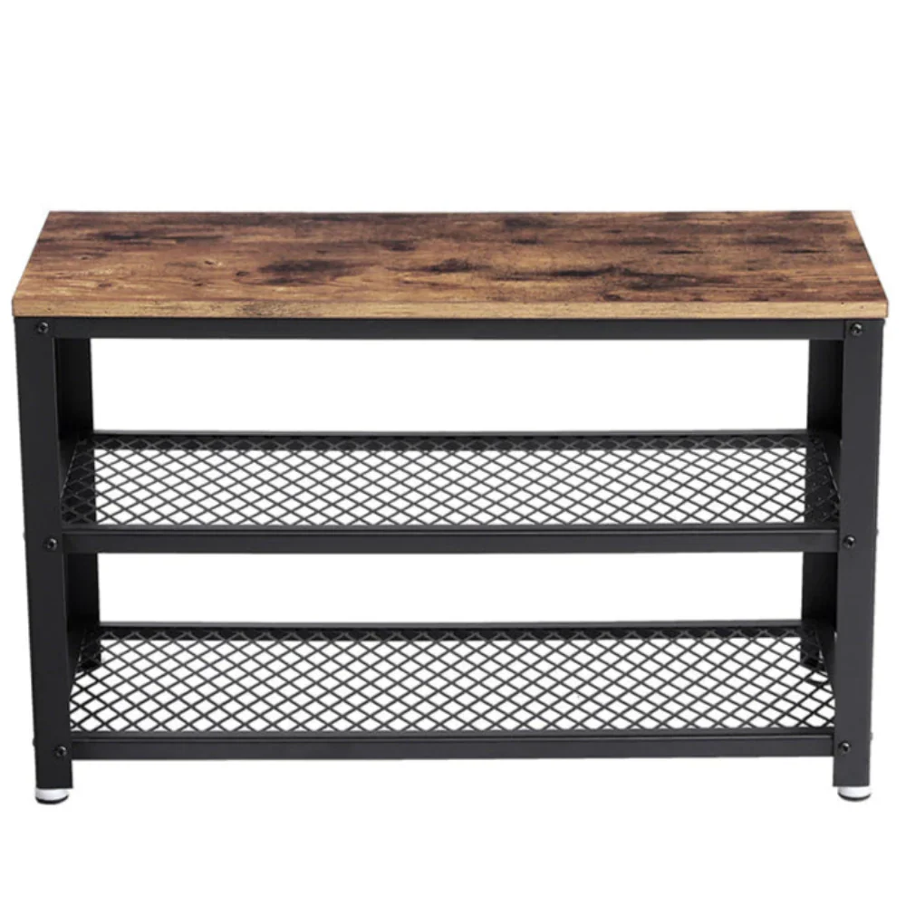 Panca portascarpe in stile industriale 73 x 30 x 45 cm marrone 12_0005845 - Image 2