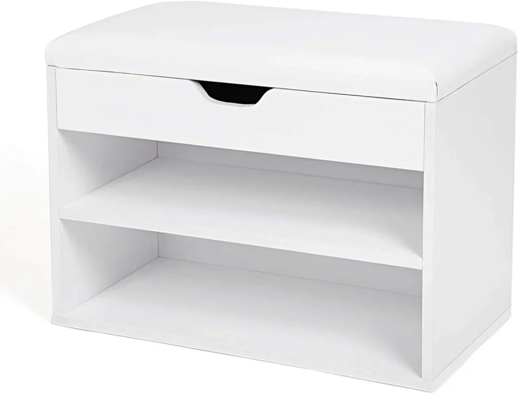 Panca scarpiera mobile da ingresso 60 x 30 x 44 cm capacità per 6 paia di scarpe bianco 12_0000214 - Image 3