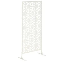 Pannello Decorativo per la Privacy da Esterno con Motivo in Metallo, 92 x 45 x 198 cm, Bianco