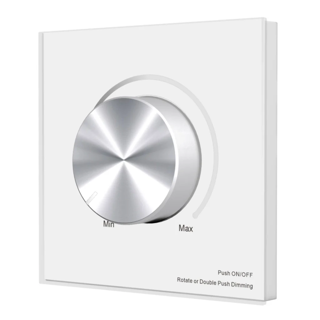 Pannello Rotary DALI WiFi Master, Bianco con Manopola, App Tuya Smart Life, RF 2.4GHz, Alimentazione Bus 16VDC o 24VDC, Per Monocolore CCT RGB RGBW RGB+CCT, 86X86mm