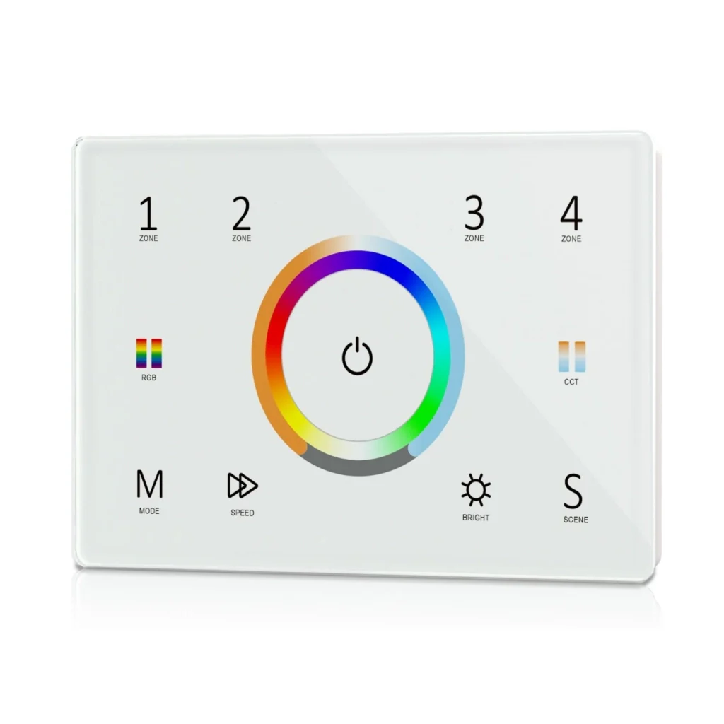 Pannello Touch DMX512 T15 da Parete, 4 Zone, RF 2.4GHz, 100-240V AC