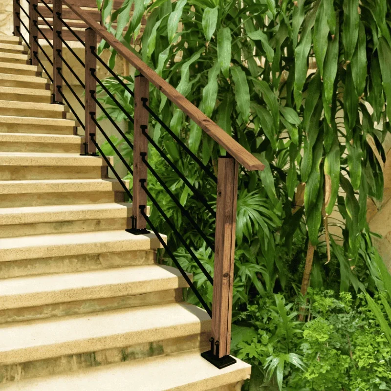 Parapetto SEPIA in legno e alluminio, per scala esterna. Installazione 1 m, da completare con accessori. - Image 3