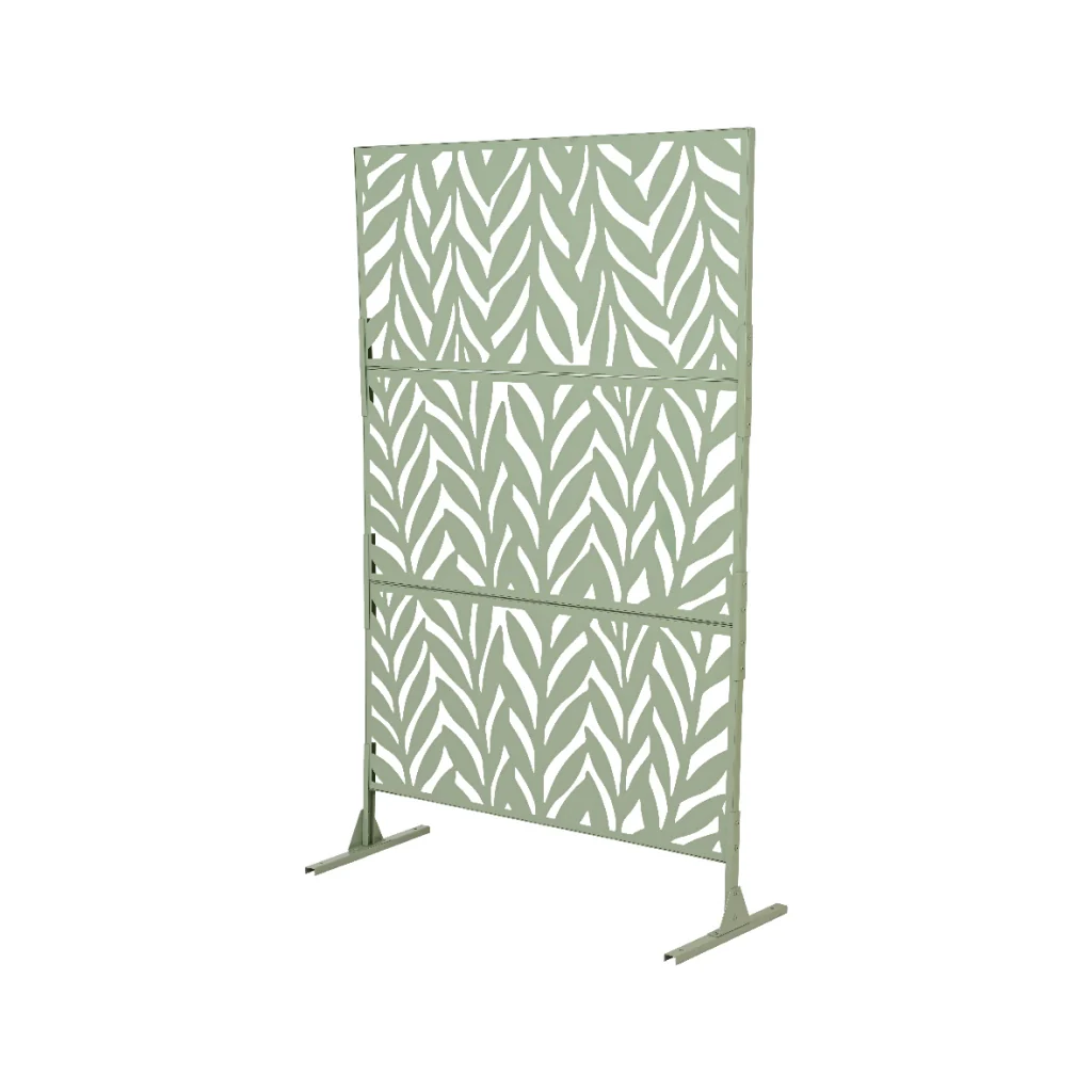 PARAVENTO FOGLIA 117X50XH188CM IN FERRO VERDE.
