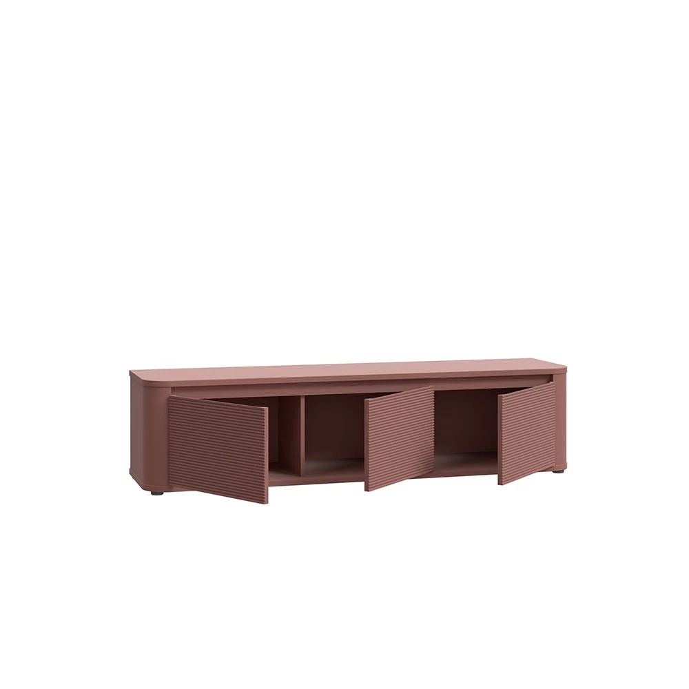 Soggiorno parete attrezzata Core piccolo con porta tv e libreria pensile in rovere e terracotta - Image 6