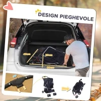 Passeggino per Cani Piccoli Pieghevole, Carrozzina per Cani con Ruote con Freni, Portabicchieri, Cestino Portaoggetti, 3 Finestre e Ruote Anteriori a 360°, per Animali Domestici 10 kg, Nero - Image 5