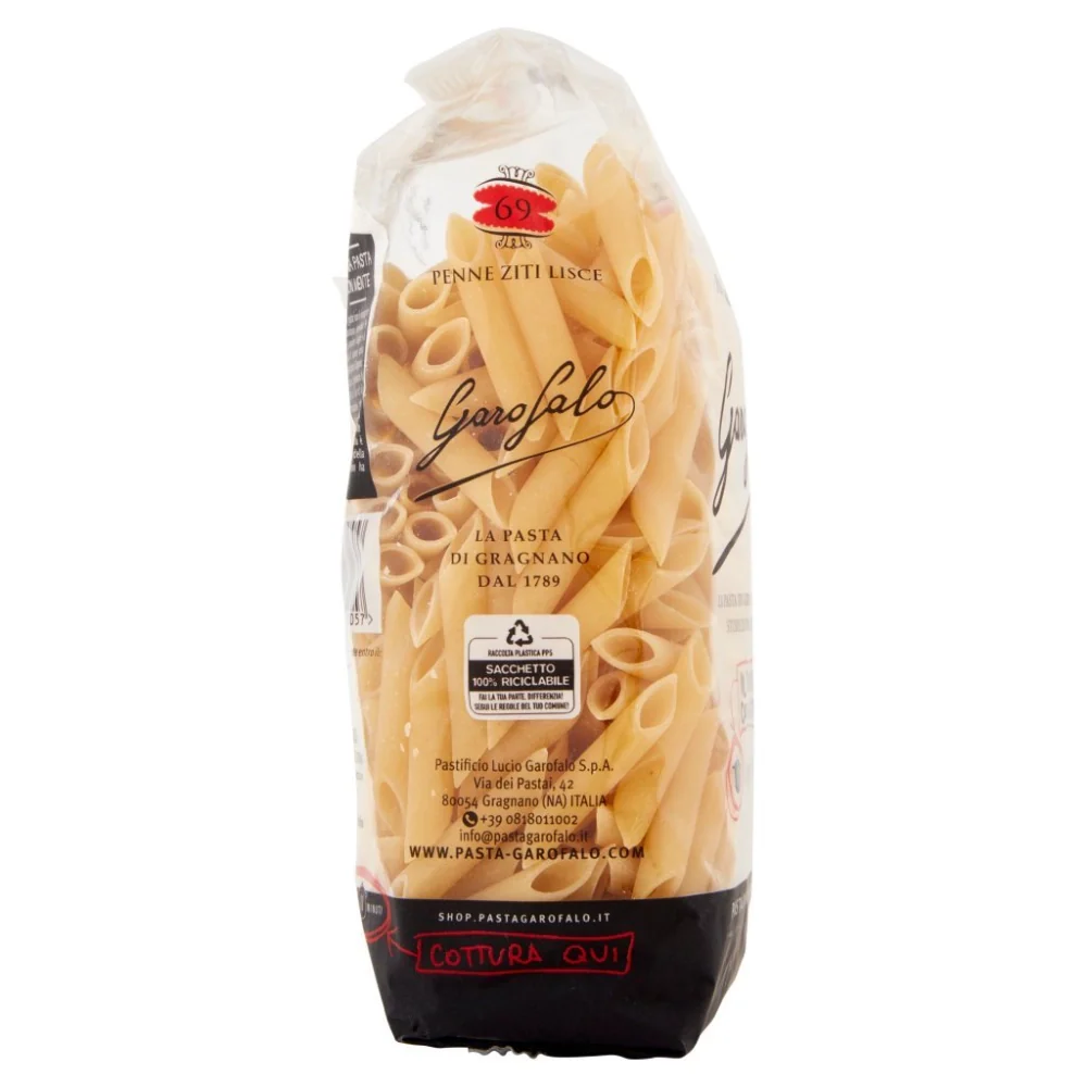 Pastificio garofalo penne ziti lisce n.69 pasta trafilata al bronzo 500 grammi - Image 3
