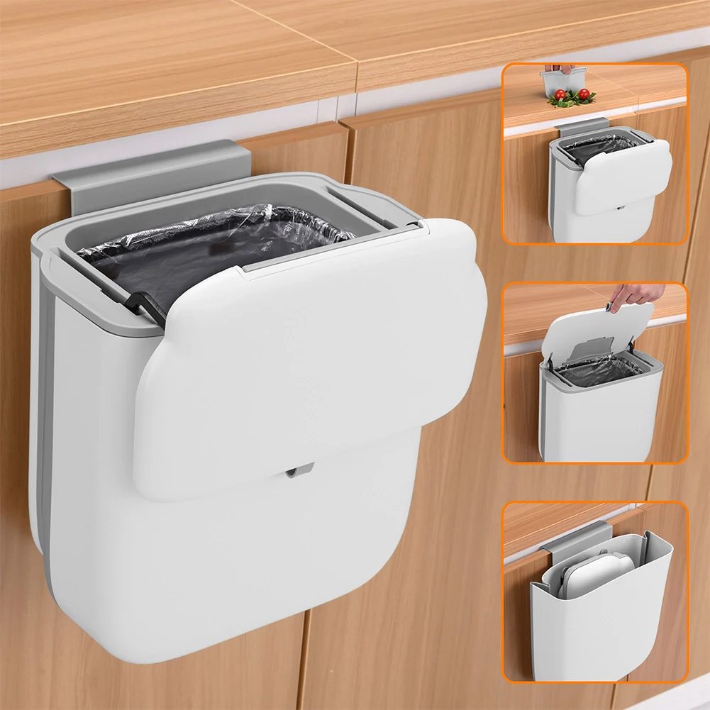 Pattumiera Cucina 10L da Appendere Salvaspazio con Coperchio a Doppia Apertura - Image 4