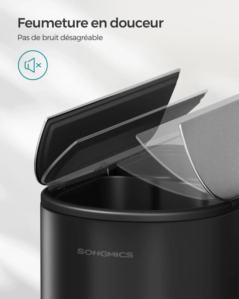 Pattumiera doppia da cucina 30 litri e 20 litri pattumiera sottile a 2 scomparti per la raccolta differenziata e il riciclaggio dei rifiuti con pedale e coperchi nero 12_0007211 - Image 4