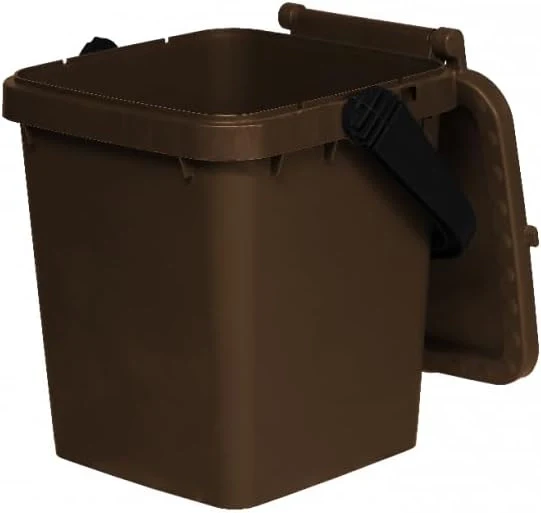 PATTUMIERA PER RACCOLTA DIFFERENZIATA 'ECOPLUS' 10 lt.- cm 24 x 25,5 x h 29,5 corpo+coperchio marrone  - ECOPLAST - Image 2