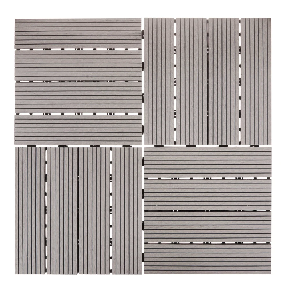 Pavimentazione per esterni grigio piastrelle in composito WPC a incastro resistenti - Image 4