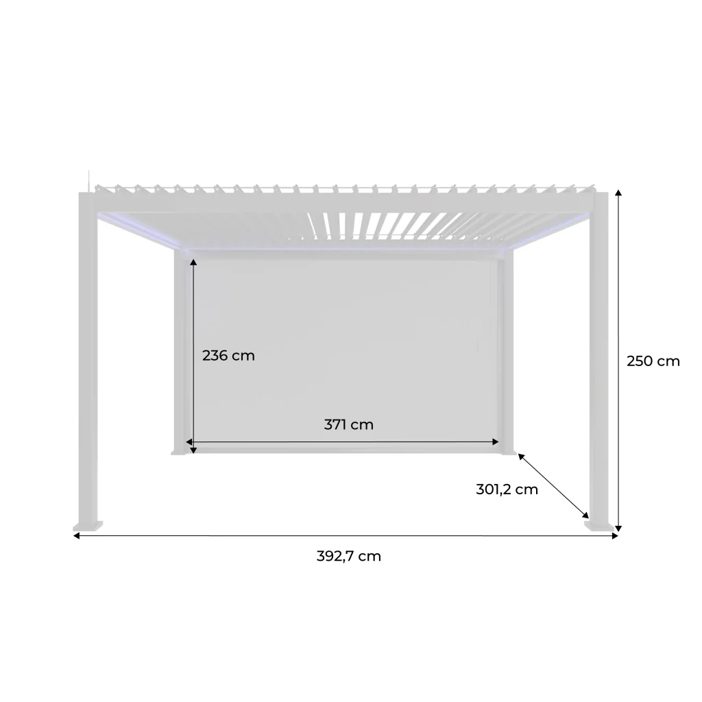 Pergola 3x4m elettrica in alluminio led + tenda 4m, bianco - Image 6