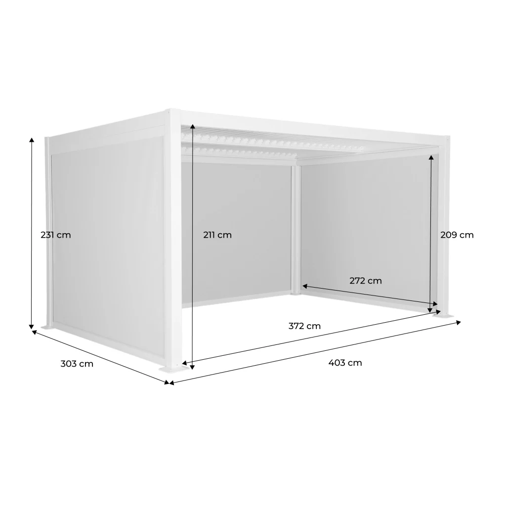 Pergola bioclimatica 3x4m in alluminio e acciaio +  2 tende 3m + 1 - Image 8