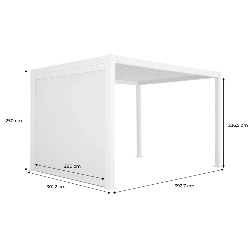 Pergola bioclimatica 3x4m in alluminio + tenda da sole 3m, beige - Image 4