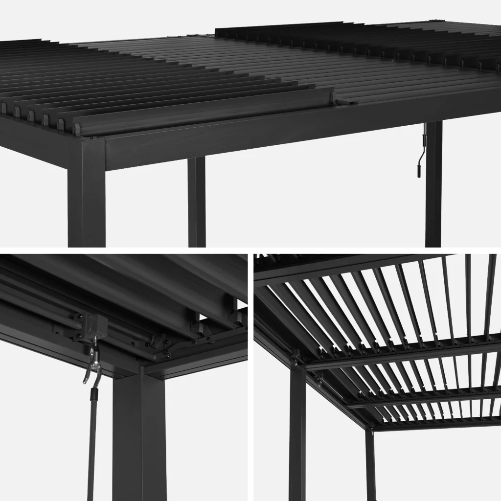 Pergola bioclimatica 3x6m + 2 tende 3m, antracite - Image 6