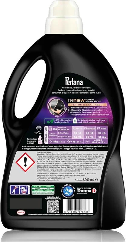 PERLANA DETERSIVO SCURI E NERI LIQUIDO PER TUTTI I CAPI PER FIBRE RINNOVATE 58 LAVAGGI - Image 2