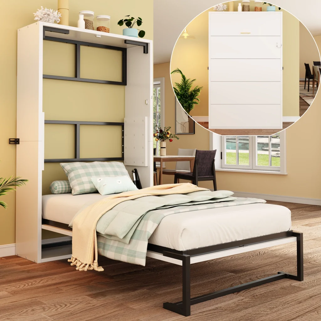 Piano a muro Murphy 90*200 telaio metallico e pannello in legno fissazione a chiave robusto silenzioso e multifunzionale
