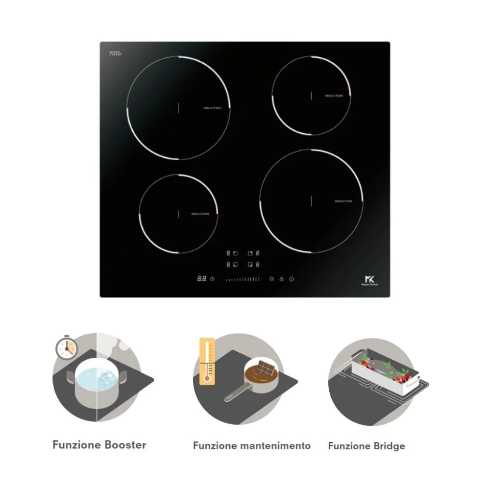 Piano cottura induzione da incasso 4 zone Master Kitchen MKHI604BK - Image 2