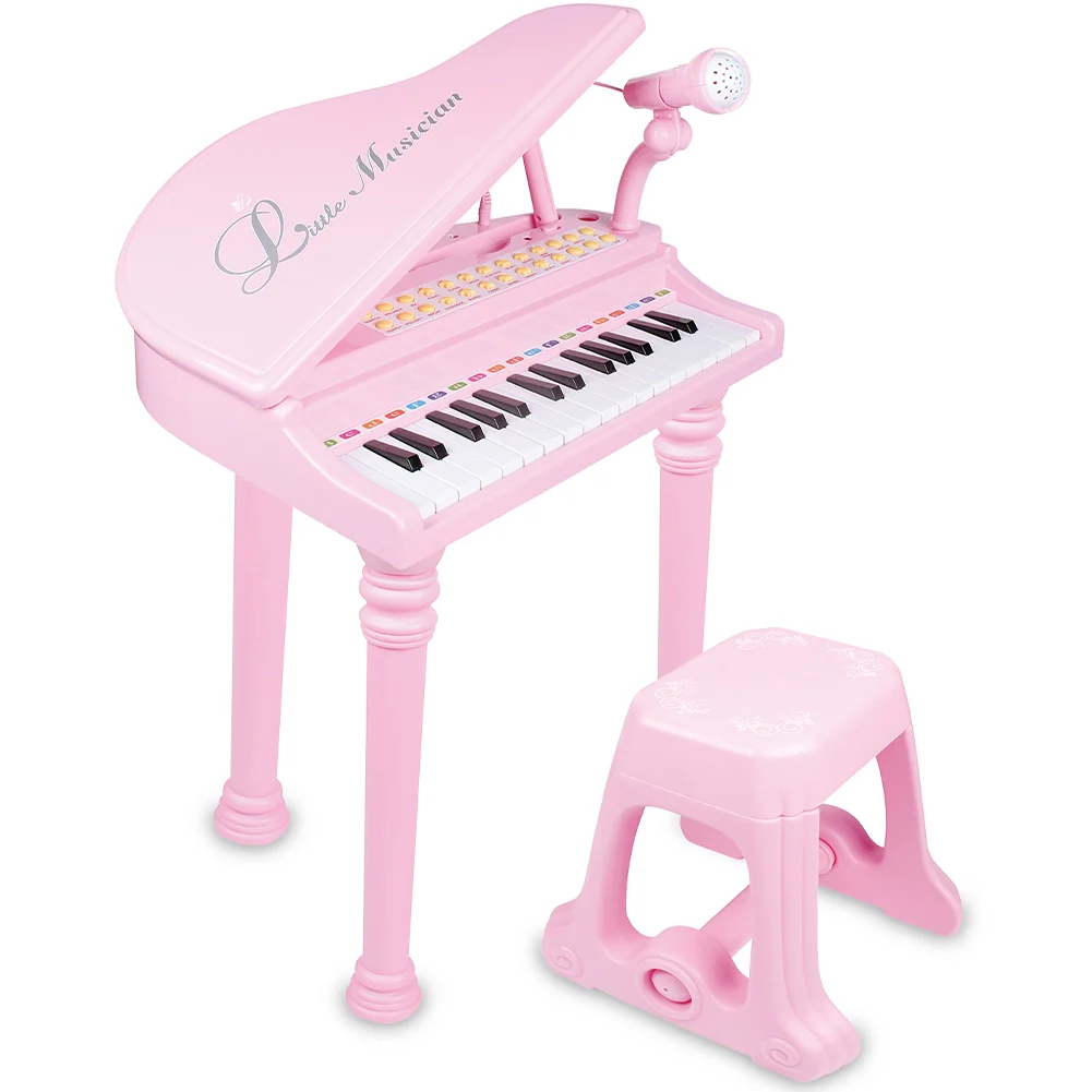 Pianoforte per Bambini con 31 Tasti Sgabello e Microfono Tastiera Musicale Rosa - Image 6