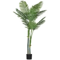 Pianta artificiale interna a palma, con vaso in plastica, altezza 180 cm, Verde