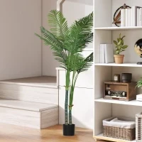 Pianta artificiale interna a palma, con vaso in plastica, altezza 180 cm, Verde - Image 2