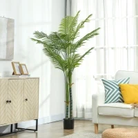 Pianta artificiale interna a palma, con vaso in plastica, altezza 180 cm, Verde - Image 4