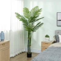 Pianta artificiale interna a palma, con vaso in plastica, altezza 180 cm, Verde - Image 5