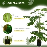 Pianta Artificiale Monstera Alta 180cm per Interno ed Esterno con Vaso Incluso - Image 5