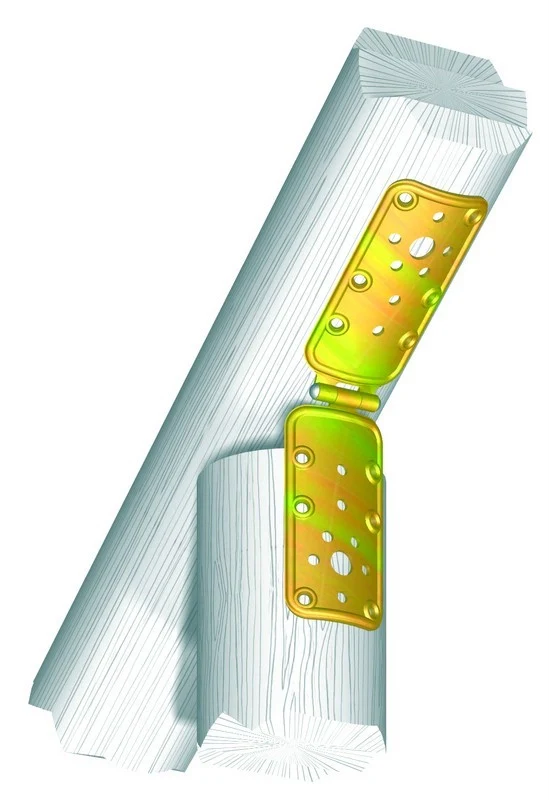 PIASTRA ACCIAIO GIUNZIONE TONDA CON CERNIERA 10PZ. PER FISSAGGIO PALI LEGNO MM.61X98X98 - Image 3