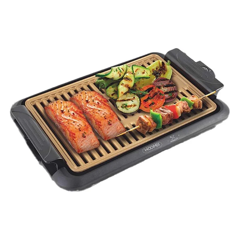 Piastra Grill Elettrica 1000W Rivestimento Antiaderente con Termostato Regolabile e Raccoglitore di Grasso Rimovibile 38.2x25.2cm - Image 4