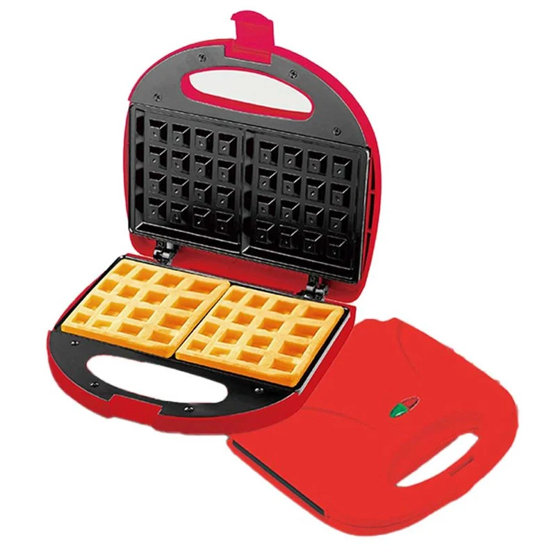 Piastra per Waffle Panini 750W Machina Elettrico Waffle a 2 Posti con Rivestimento Antiaderente Piastra Misura 22.6x12.6cm Rosso - Image 4