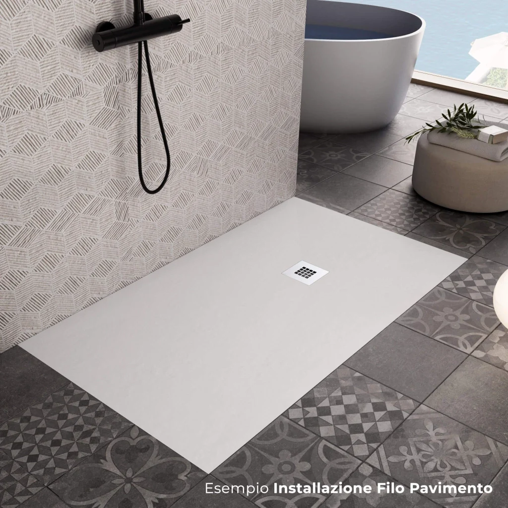 Piatto Doccia 100x120 cm in Pietra Bonussi Everest Bianco - Image 3