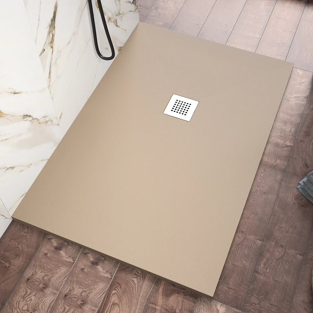 Piatto doccia 70x110cm in marmoresina marrone effetto pietra | Kos - Image 3