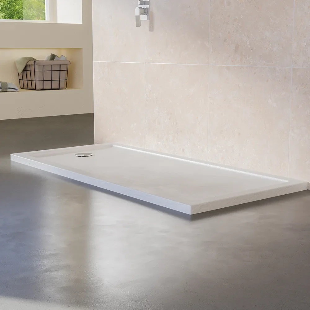 Piatto doccia 70x170 effetto pietra bianco in acrilico altezza slim | Petra - Image 3