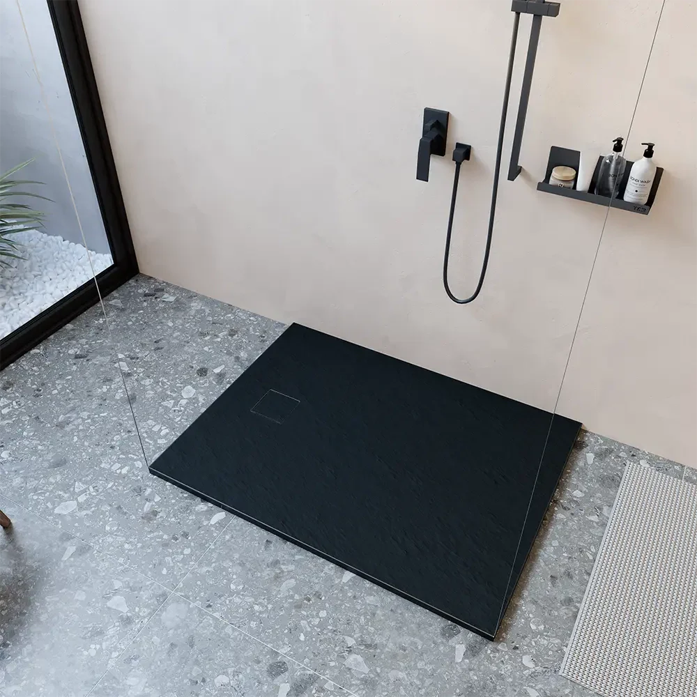 Piatto doccia 70x90 cm colore nero effetto pietra | Samos - Image 4