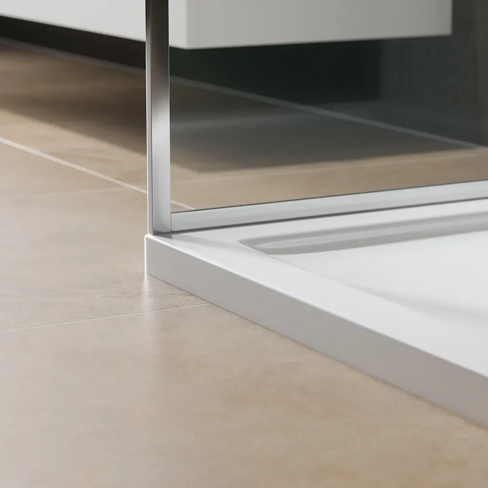 Piatto doccia 75x75 cm quadrato bianco lucido bordato in acrilico rinforzato | Asteios - Image 4