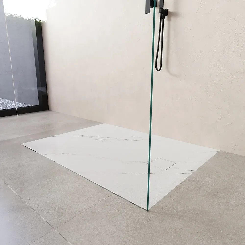 Piatto doccia 80x120 cm colore marmo calacatta bianco effetto pietra | Samos - Image 7