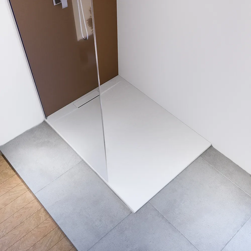 Piatto doccia 80x120 cm in marmoresina bianco effetto pietra | Paros - Image 2