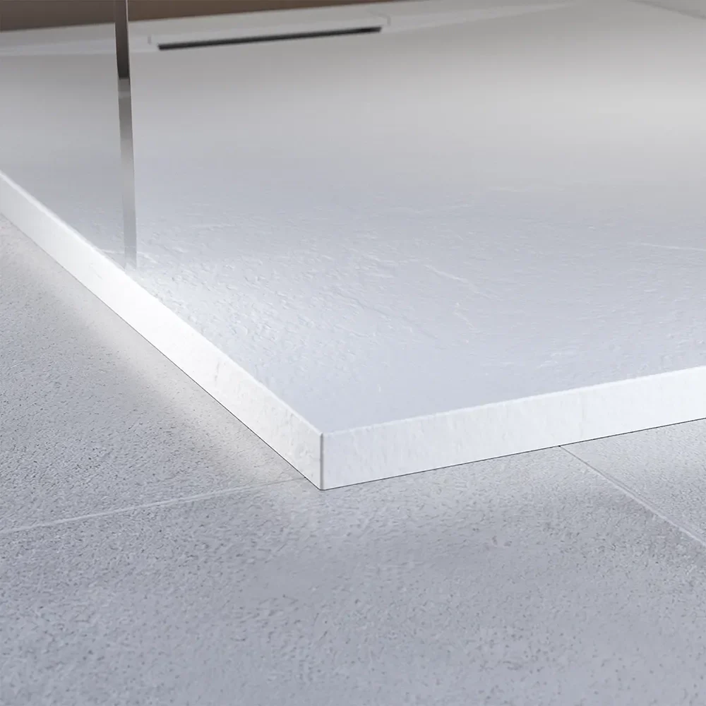 Piatto doccia 80x120 cm in marmoresina bianco effetto pietra | Paros - Image 3