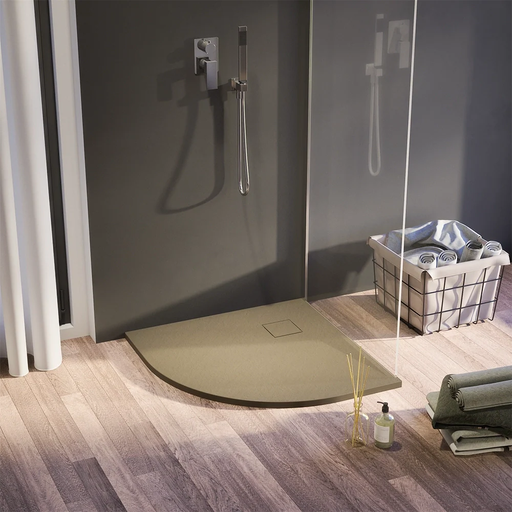 Piatto doccia 80x80 cm semicircolare colore marrone effetto pietra | Samos