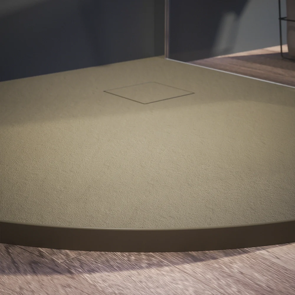 Piatto doccia 80x80 cm semicircolare colore marrone effetto pietra | Samos - Image 9