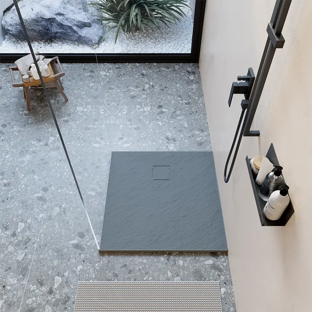 Piatto doccia 90x90 cm colore grigio effetto pietra | Samos - Image 10