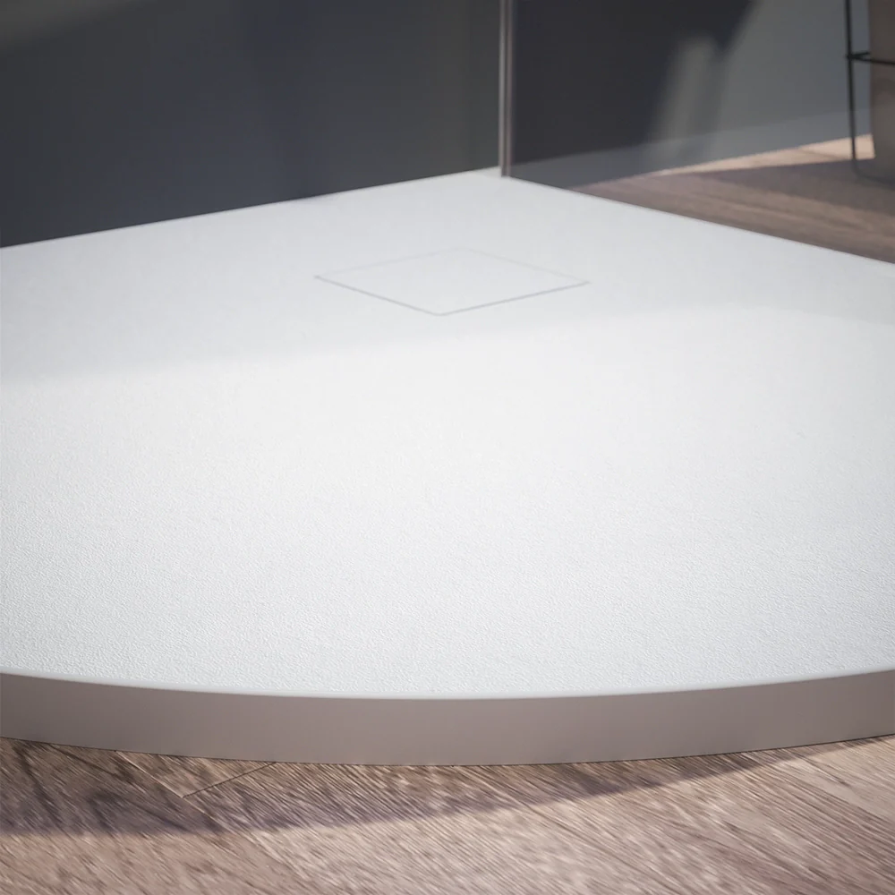 Piatto doccia 90x90 cm semicircolare colore bianco effetto pietra | Samos - Image 9
