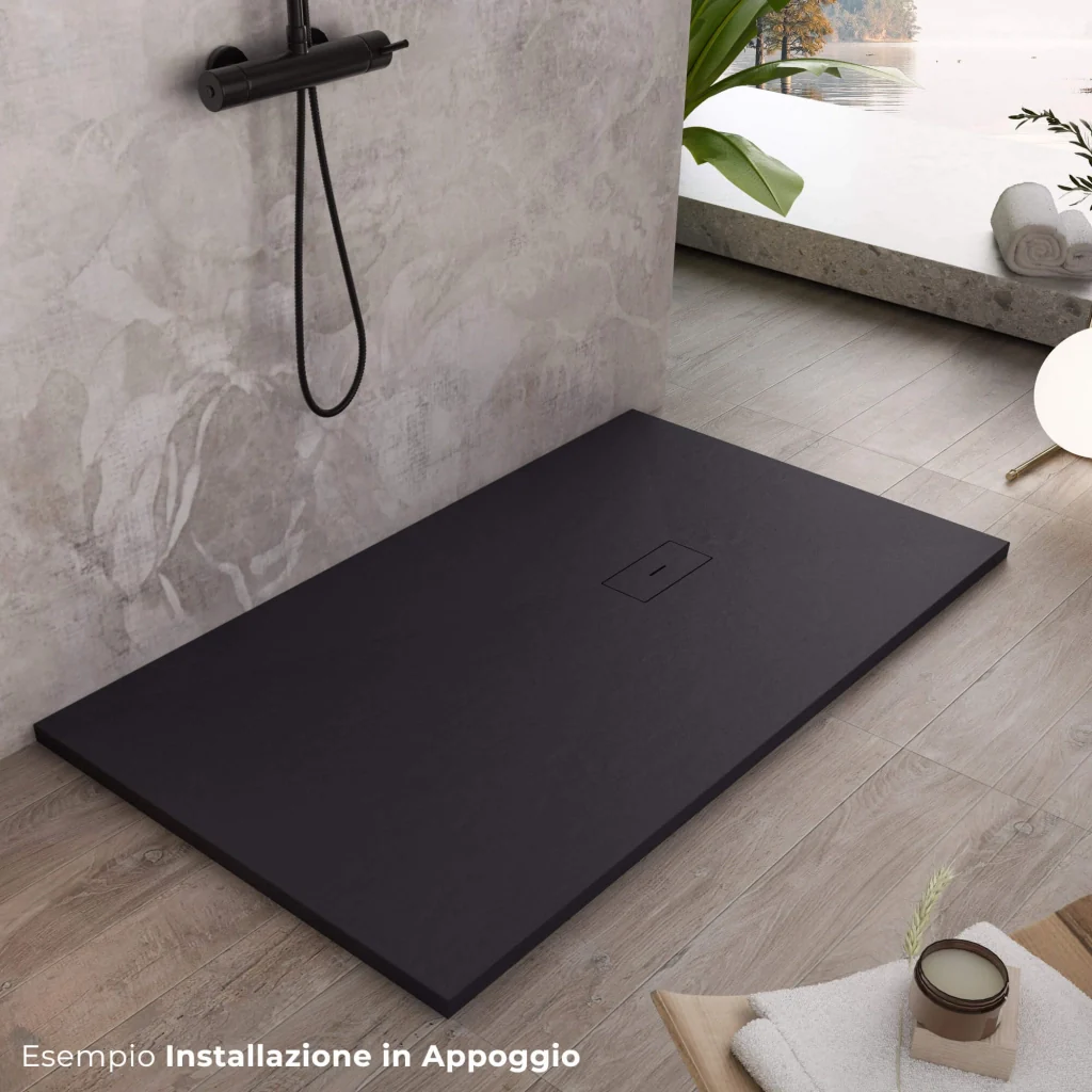 Piatto Doccia in Pietra 80x110 cm Bonussi Manila Nero - Image 2