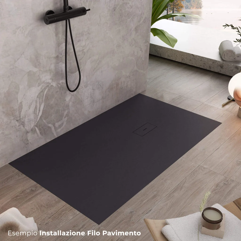 Piatto Doccia in Pietra 80x190 cm Bonussi Manila Nero - Image 3
