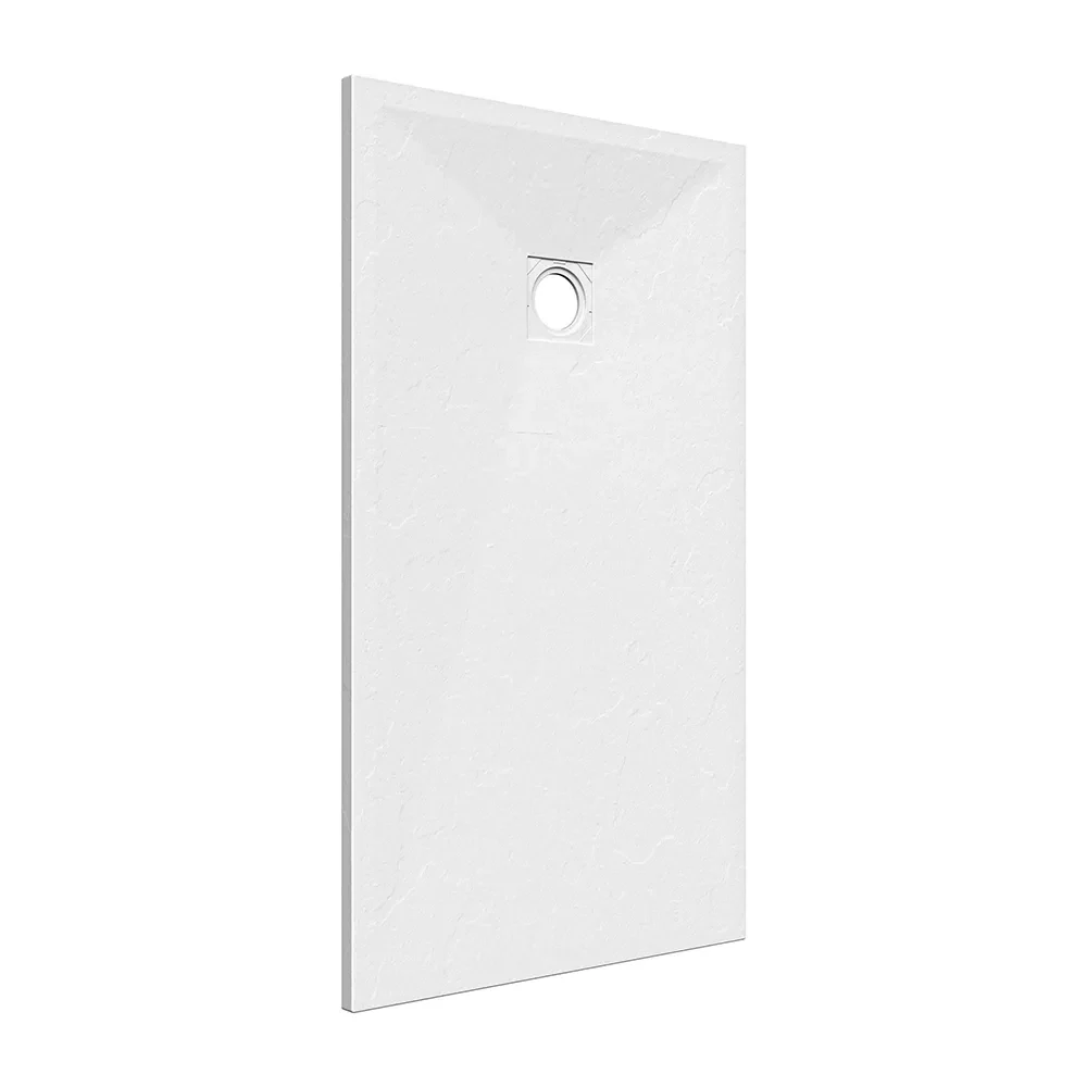 Piatto doccia rettangolare 80x160 cm in marmoresina bianco effetto pietra h3 cm | Milos - Image 3