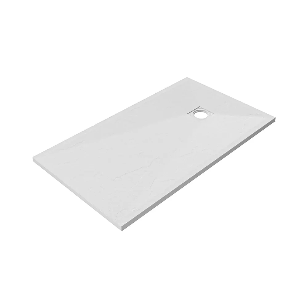Piatto doccia rettangolare 80x160 cm in marmoresina bianco effetto pietra h3 cm | Milos - Image 5